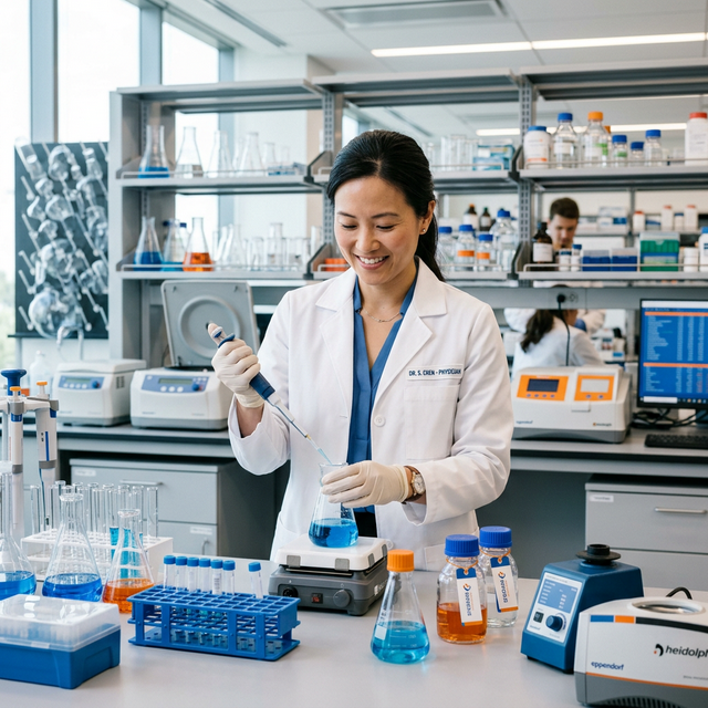 Scientist conducting research in a modern laboratory